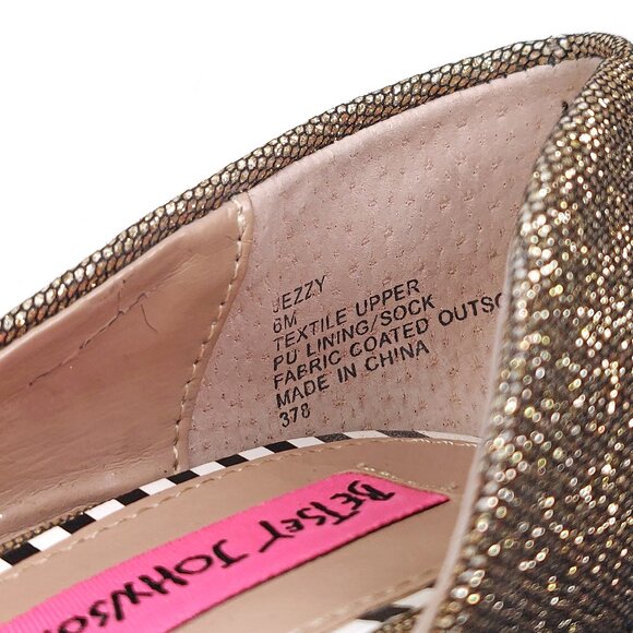 Festive Betsey Johnson Metallic Gold Glitter Jezzy D'orsay Heels Dress Pump - Picture 8 of 13
